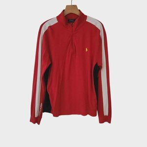 Polo Ralph Lauren Half Zip Pima Cotton Pullover Mock Neck Shirt Red Mens Large